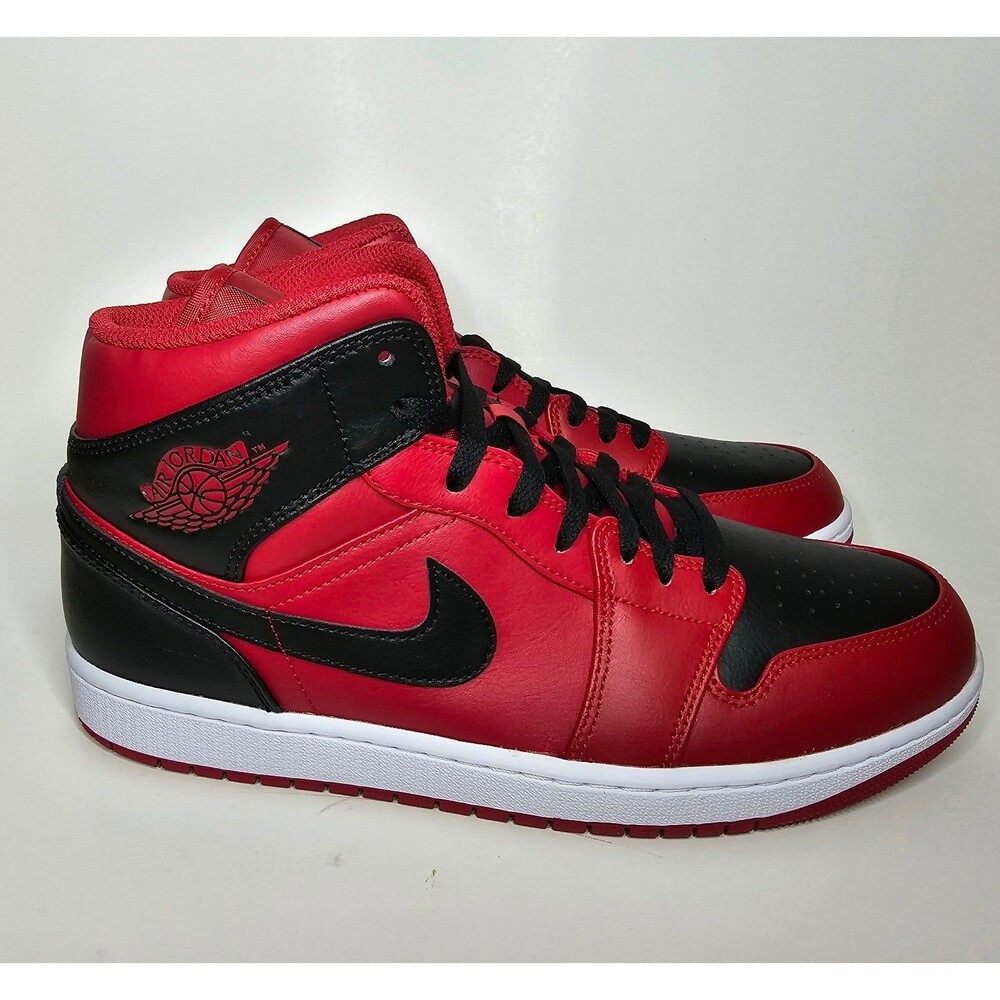 Nike Air Jordan 1 Mid Sneaker Reverse Bred Red Shoes Men's 10 554724-660 11.5W